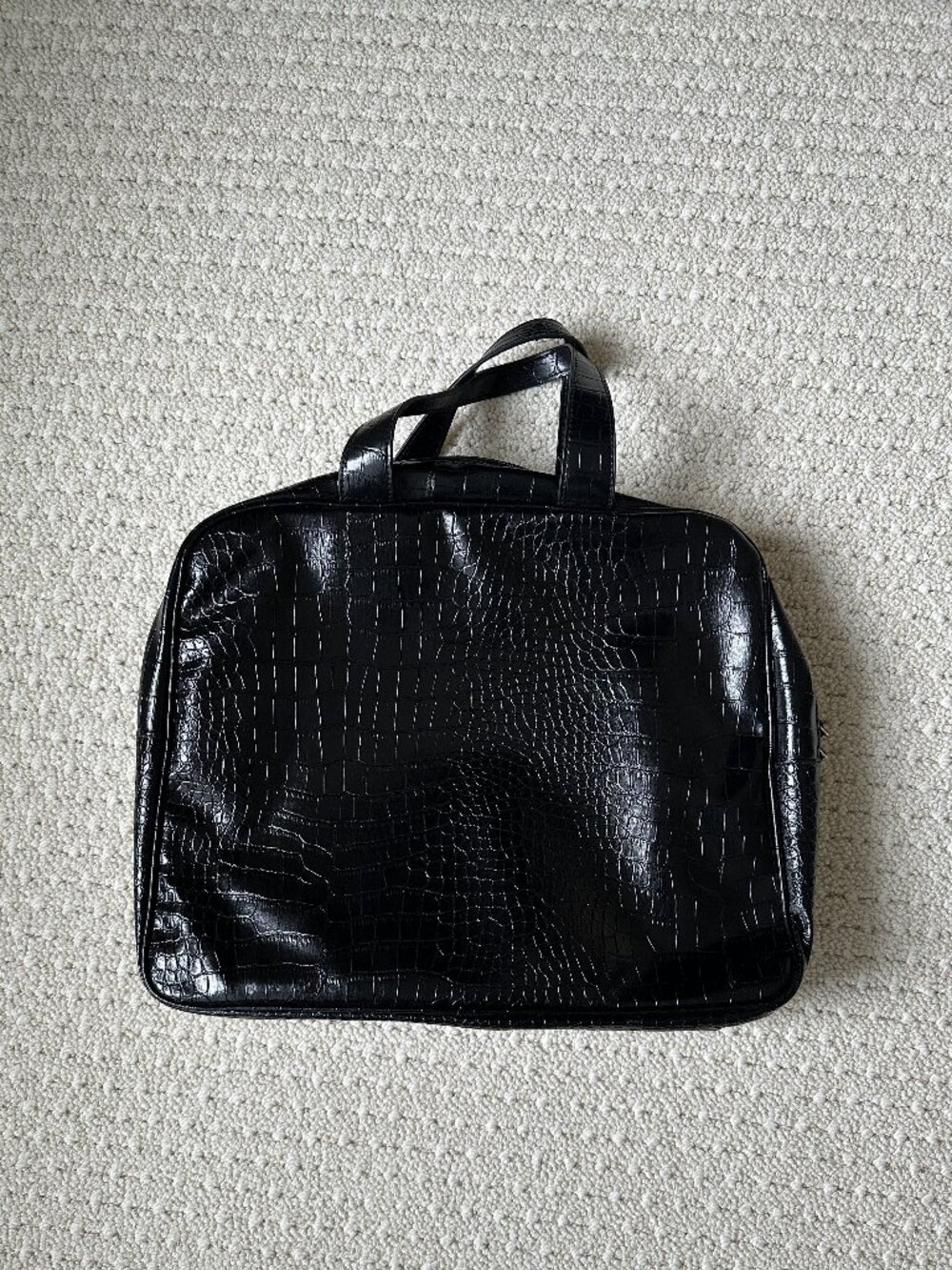 New Saks Fifth Avenue black embossed leather tote bag
